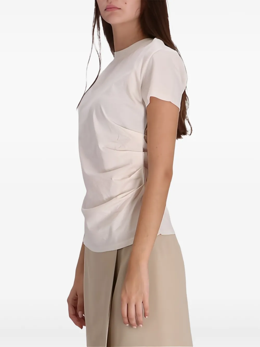 BOSS T-shirt met ruches Beige