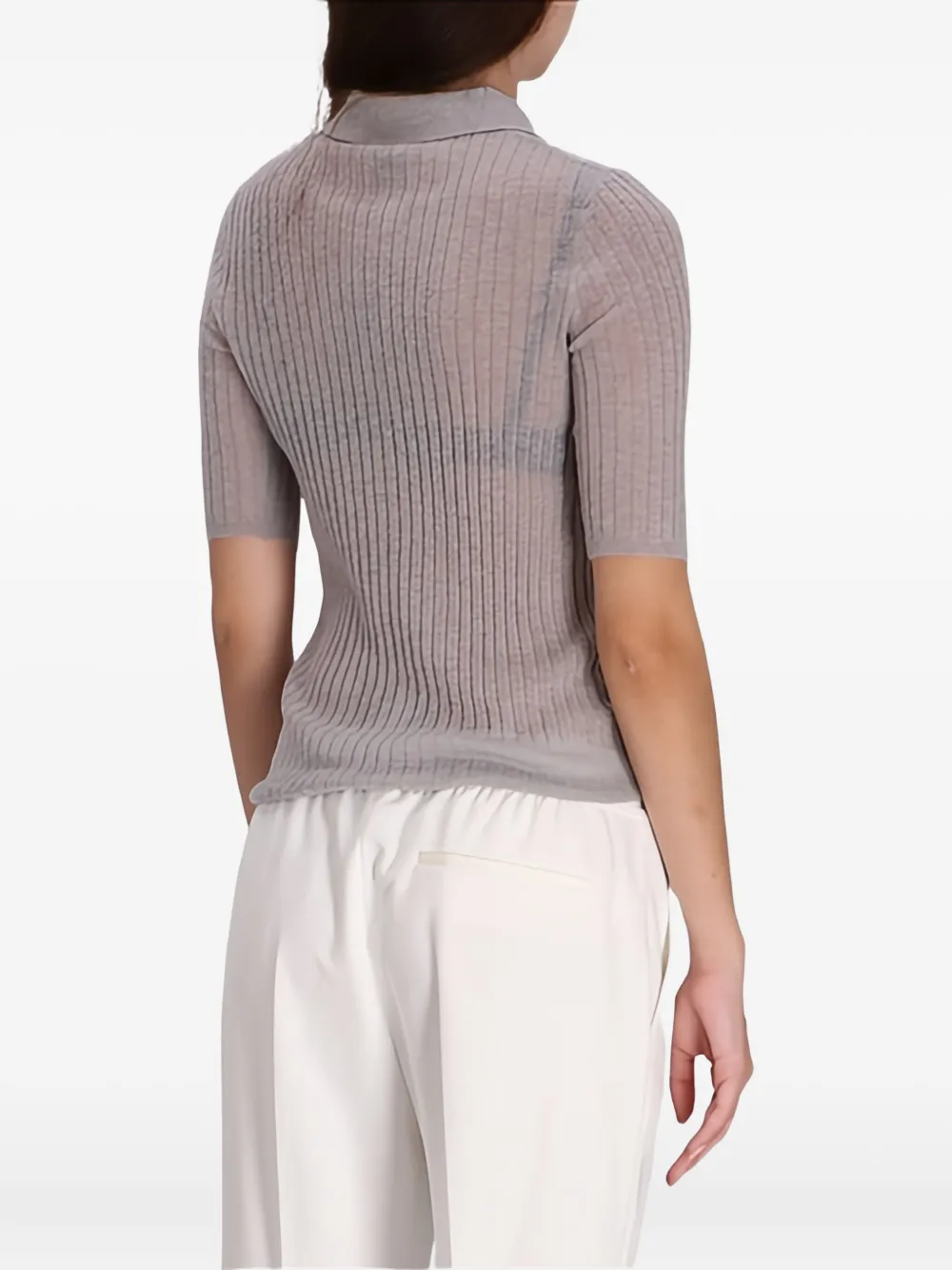 BOSS Geribbelde polotop met knopen Grijs