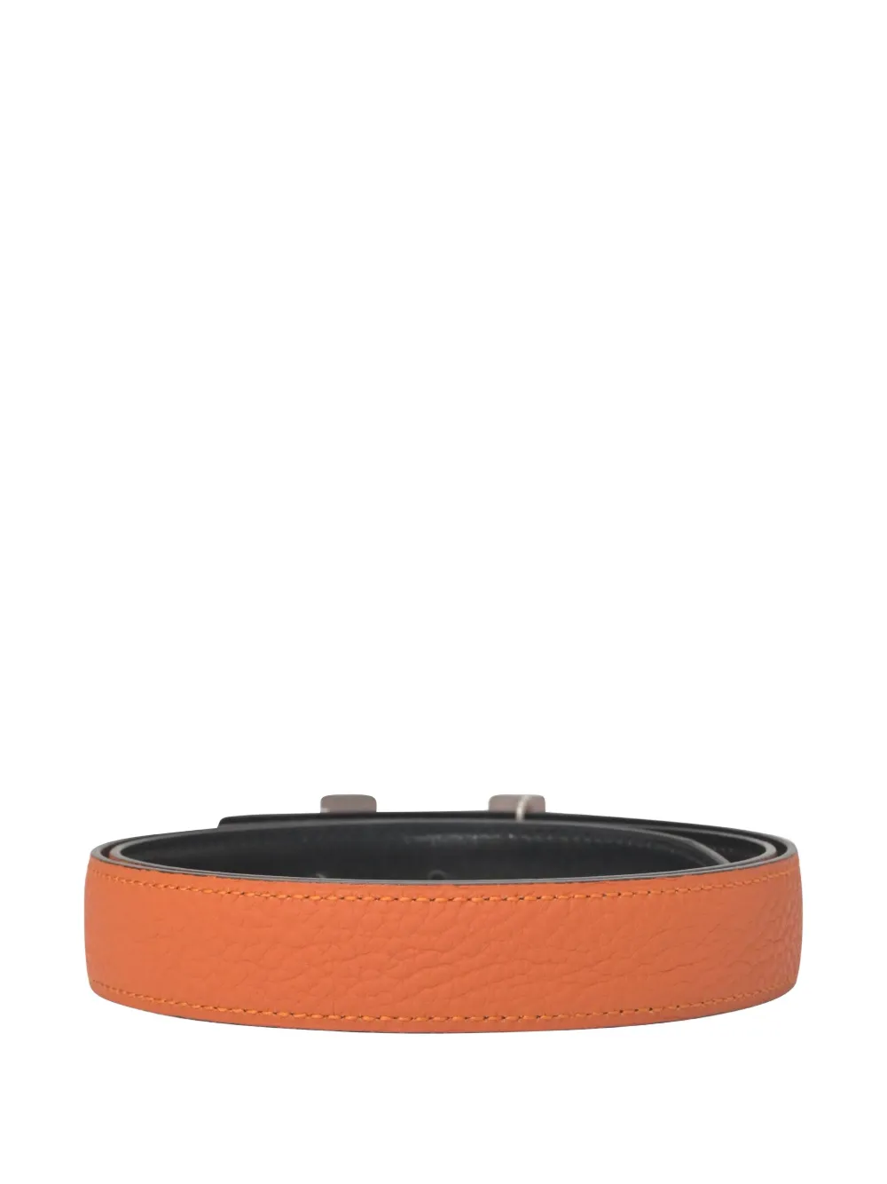Pre-owned Hermes 780mm Constance H Brushed Palladium Belt In Orange