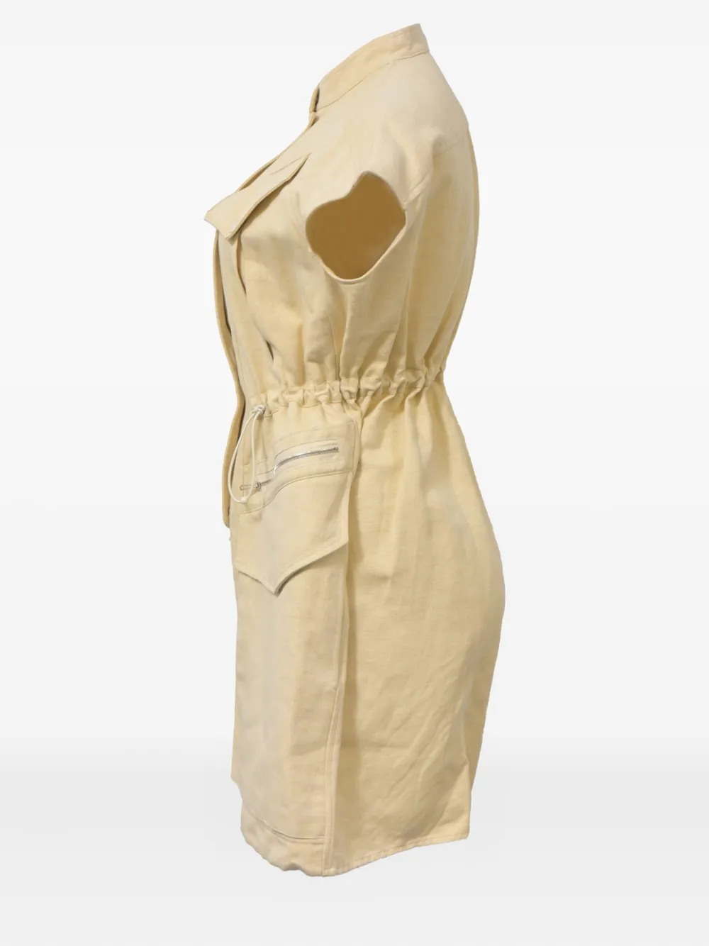Pre-owned Hermes 820mm Drawstring Buttoned Jumpsuit In Neutral