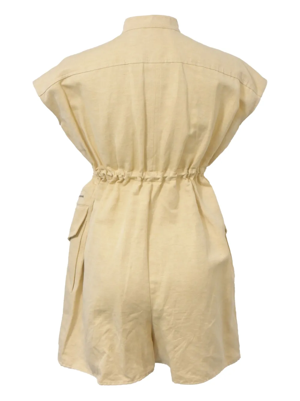Pre-owned Hermes 820mm Drawstring Buttoned Jumpsuit In Neutral
