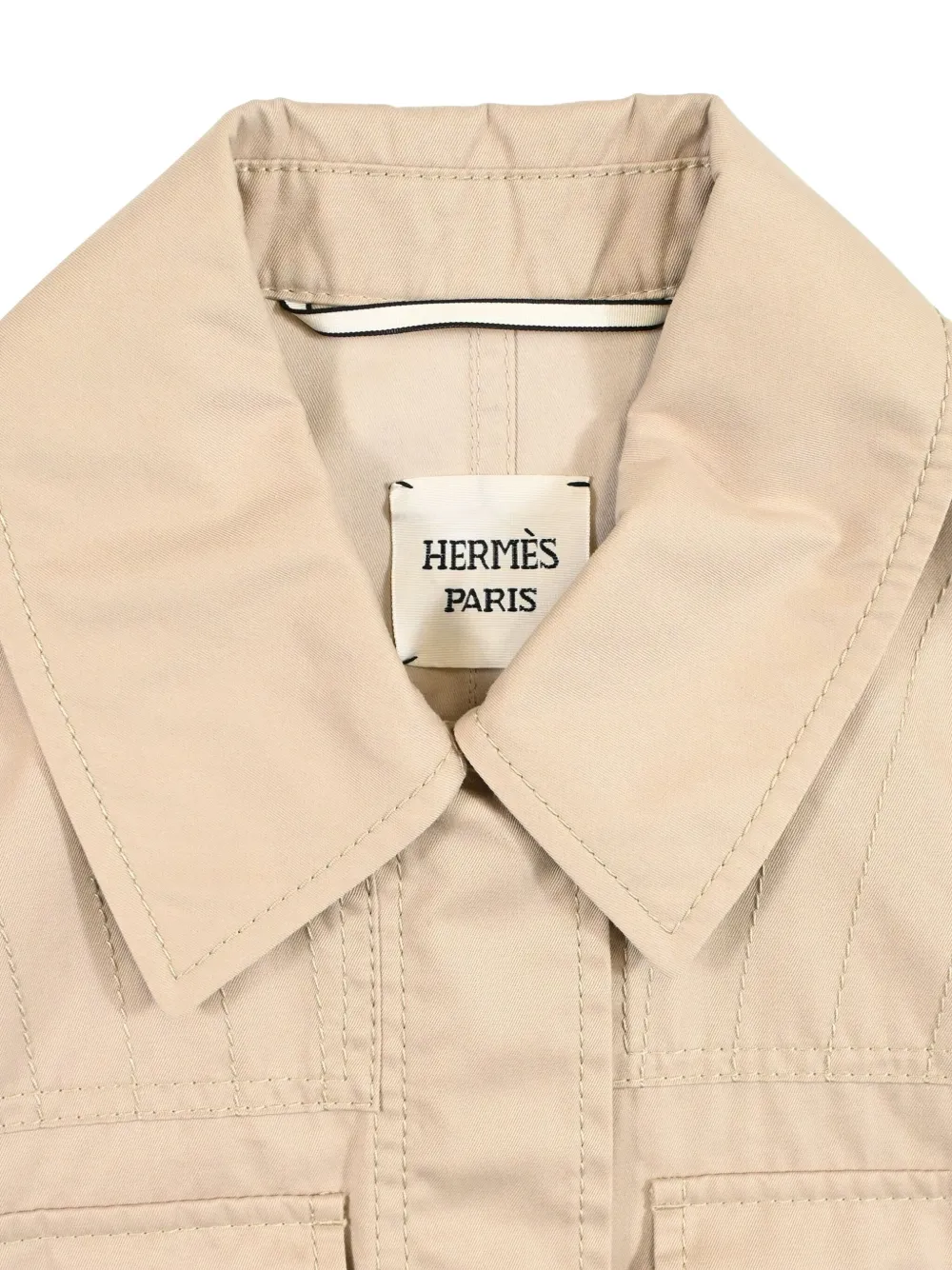 Pre-owned Hermes 750mm Chest Pockets Windbreaker Jacket In Neutral