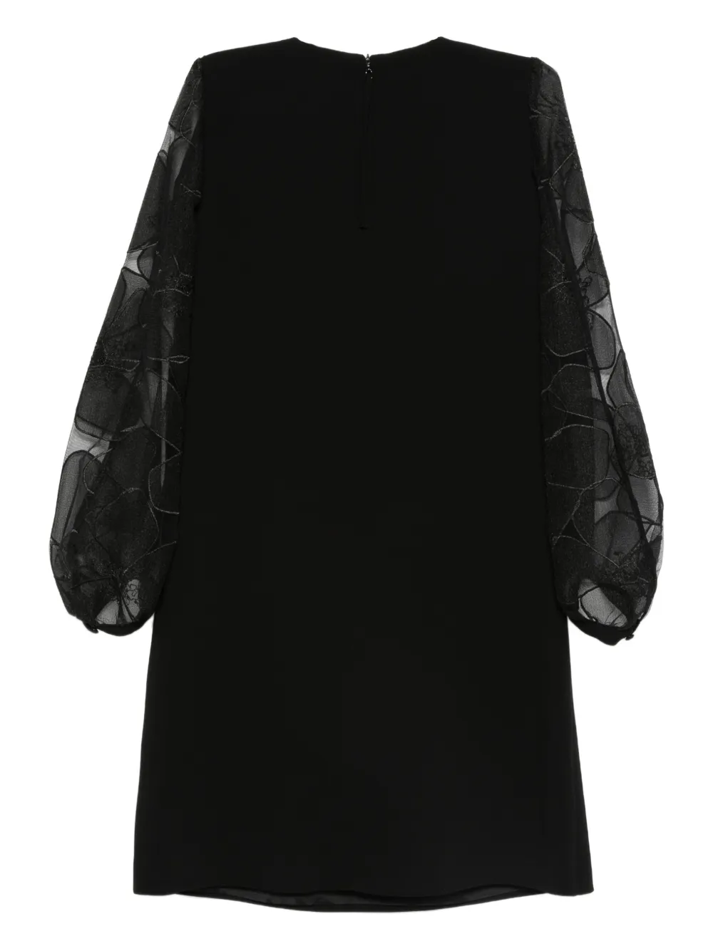 Luisa Cerano Mini-jurk met ballonmouwen en bloemapplicatie - Zwart