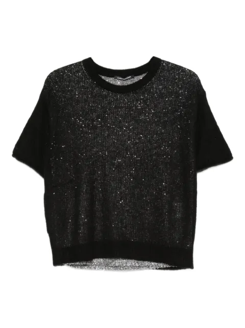 Luisa Cerano sequin-embellished short-sleeve sweater 