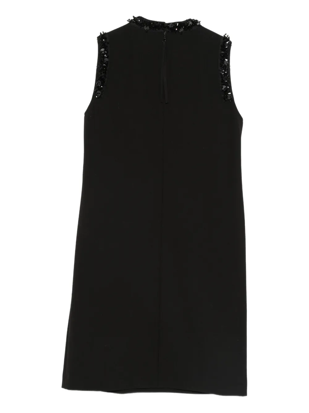 Luisa Cerano Mouwloze mini-jurk met kralenhals - Zwart