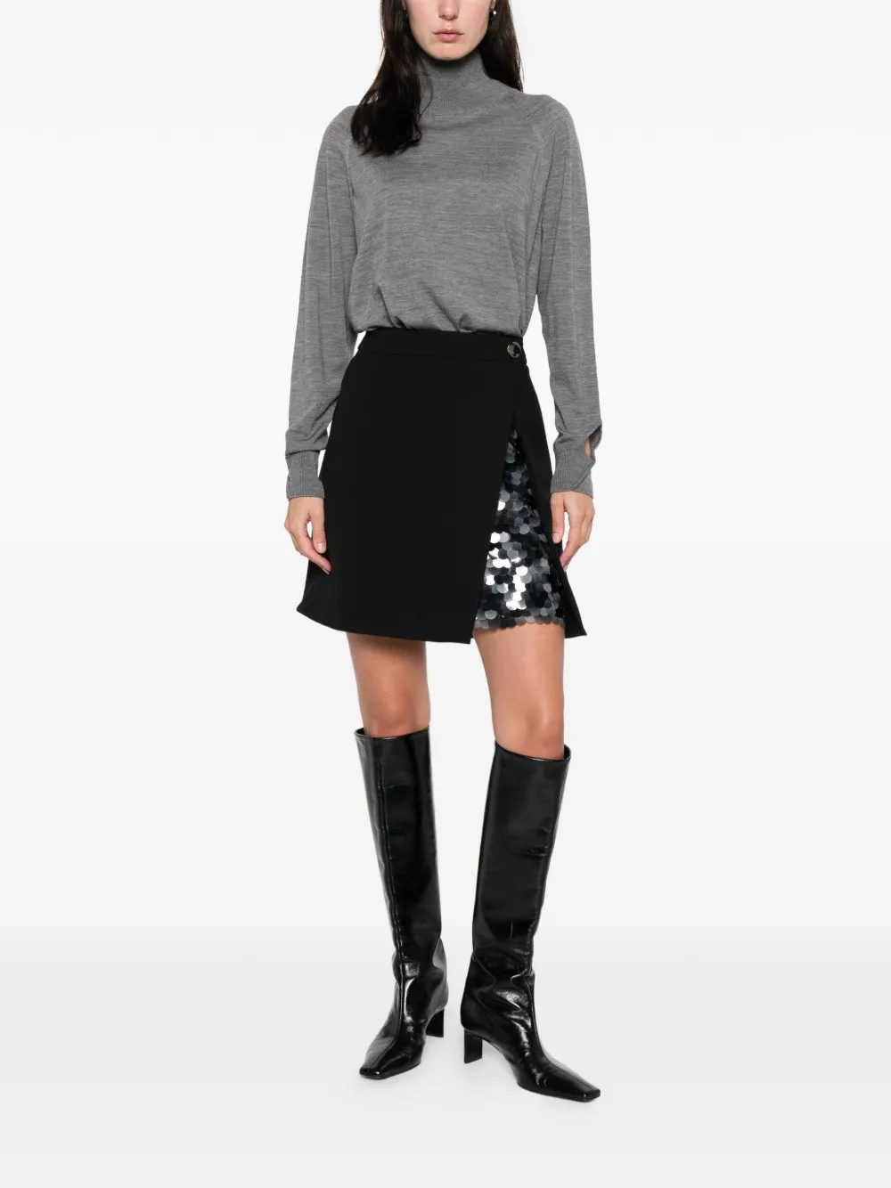 Luisa Cerano Mini-rok verfraaid met pailletten - Zwart