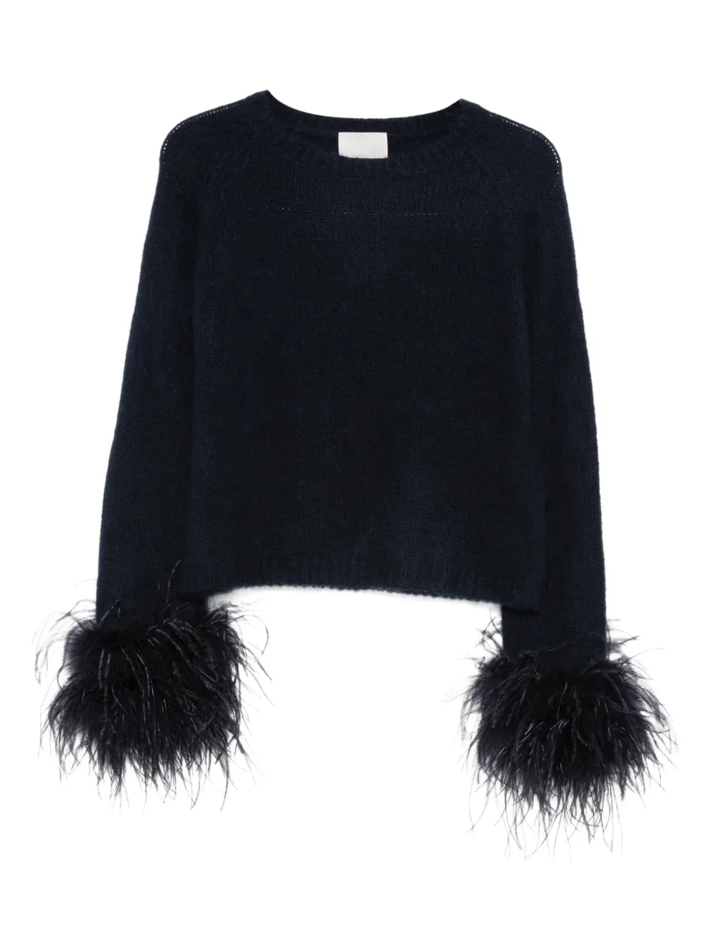 Hemisphere feather-trim Sweater | Blue | FARFETCH