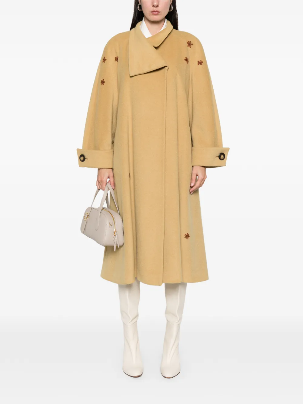 A.N.G.E.L.O. Vintage Upcycling Jas met bloemapplicatie - Geel