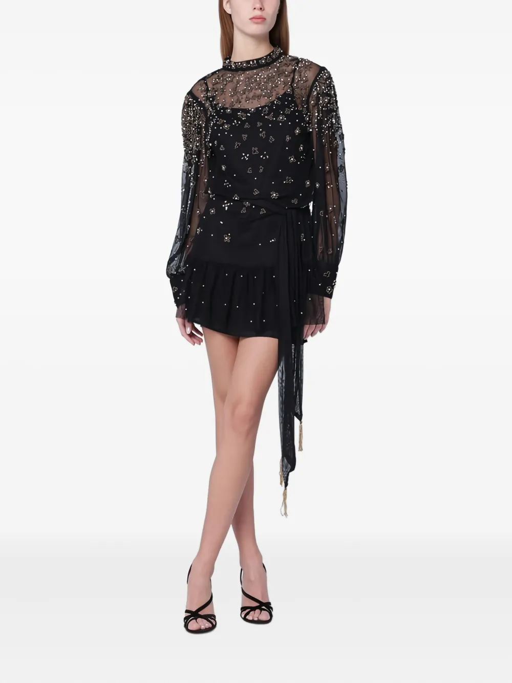 FARM Rio Jurk verfraaid met kralen - Zwart