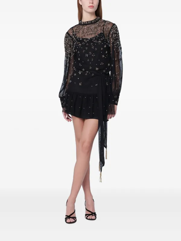 leopard print dress with black lace Serenya Dress in Black Lace main image 0
