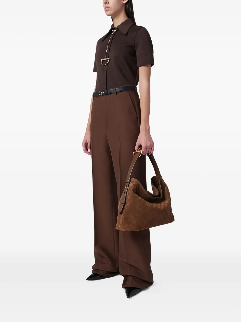 Gucci Medium Beatrix Horsebit schoudertas - Bruin