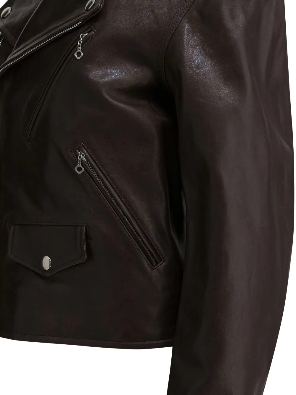 Auralee Leren bikerjack Bruin
