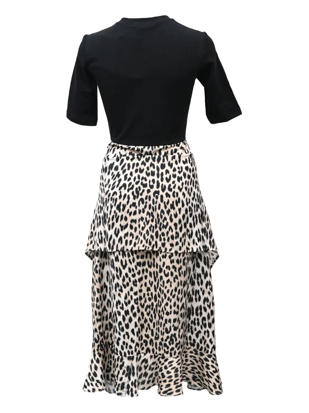 Pre-owned Maje Tie-front Leopard-print Midi Dress In Black
