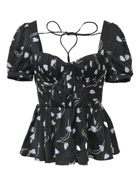 Self-Portrait 530mm gathered printed puff top