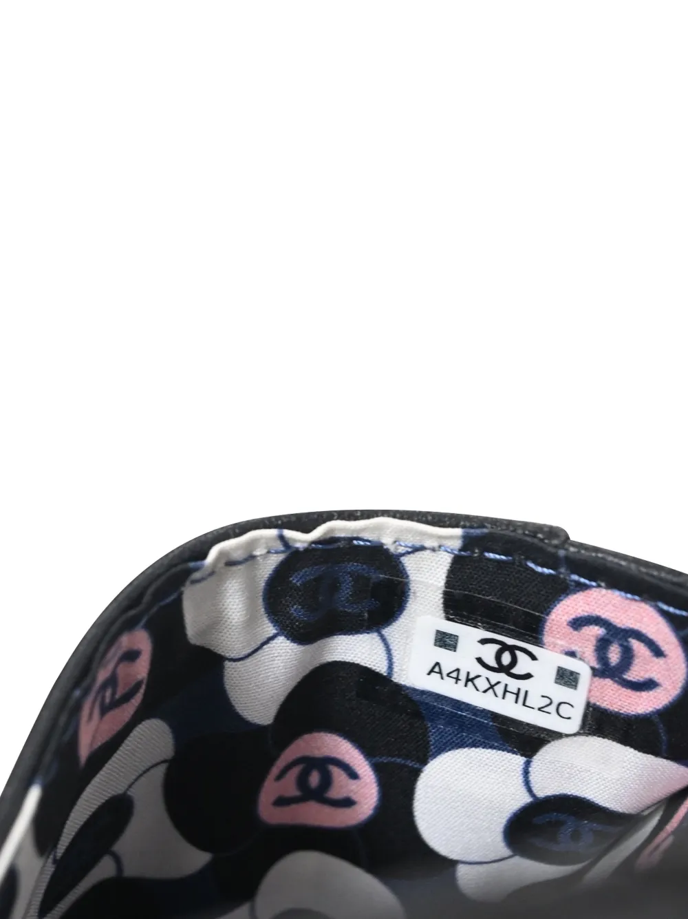 Pre-owned Chanel Enamel-logo Quilted Wallet In Black