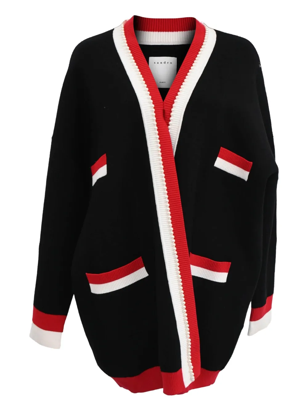 SANDRO Dave pearl-embellished cardigan - ブラック