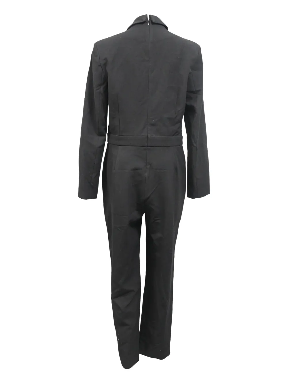 Pre-owned Maje Pacome Gabardine Jumpsuit In Black