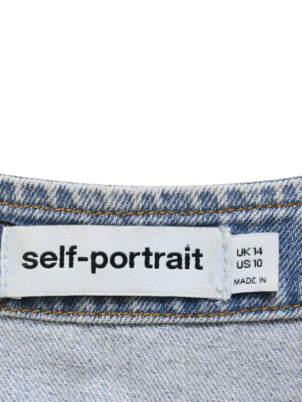 Pre-owned Self-portrait Rhinestone Button-up Denim Top In Blue