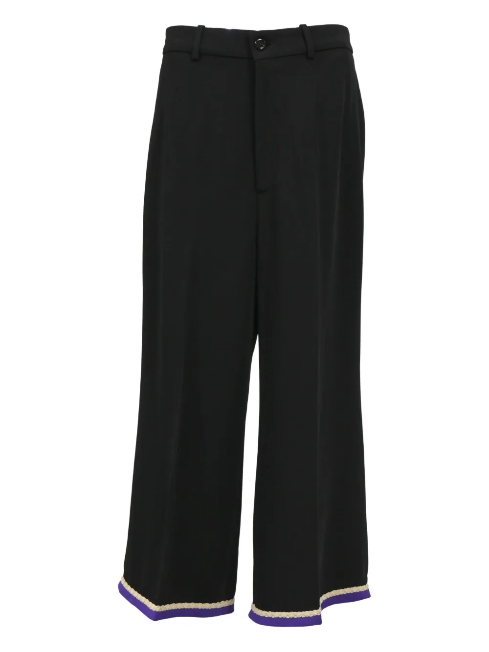 Pre-owned Gucci Braided-trim Trousers In Black