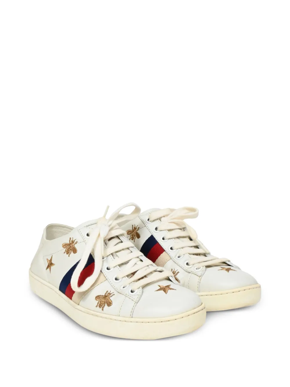 Gucci Pre-Owned Ace sneakers met borduurwerk - Wit