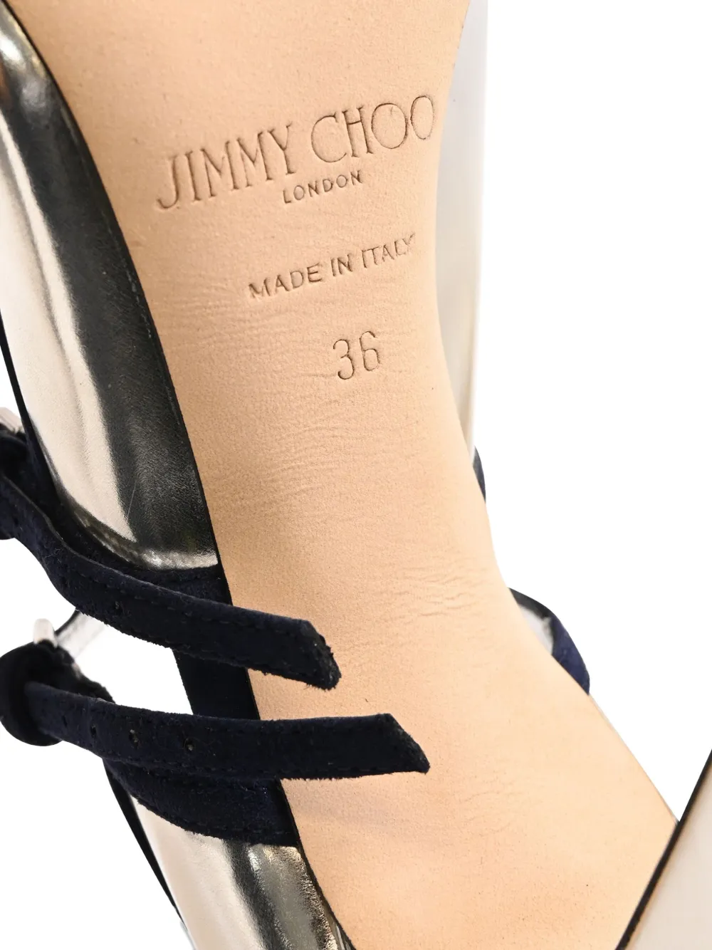 Pre-owned Jimmy Choo 100mm Mary Jane Buckle-strap Pumps In Silver