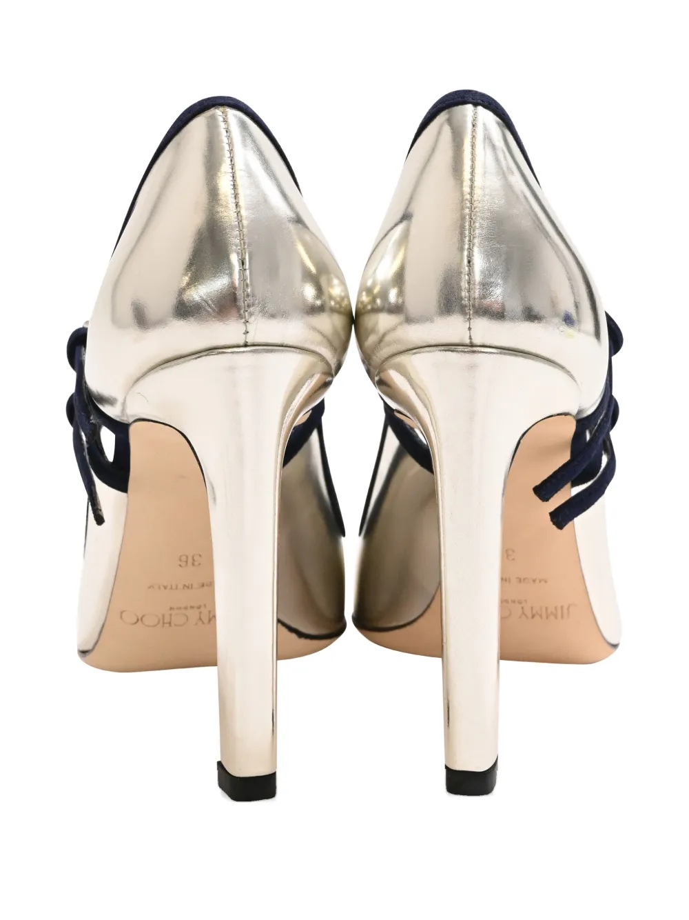 Pre-owned Jimmy Choo 100mm Mary Jane Buckle-strap Pumps In Silver