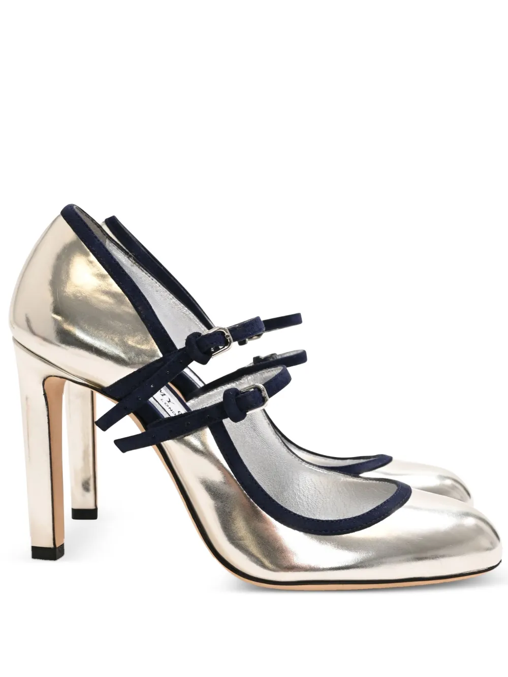 Jimmy Choo Pre-Owned 100mm Mary Jane buckle-strap pumps - シルバートーン