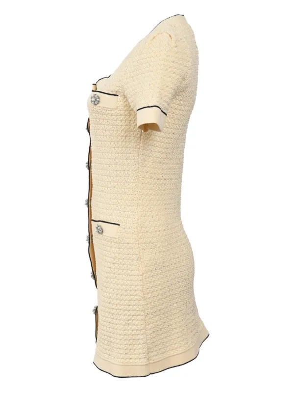 Self-Portrait Sequin Embellished Knitted Mini Dress - Neutrals