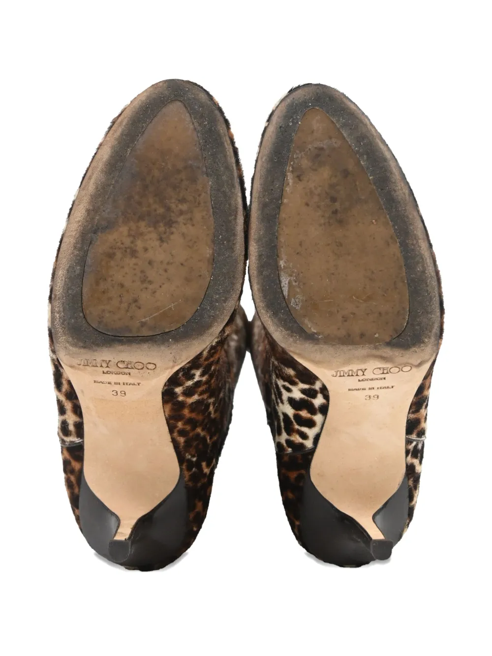 JIMMY CHOO Pre-owned 100mm Leopard-print Knee-high Boots In Brown