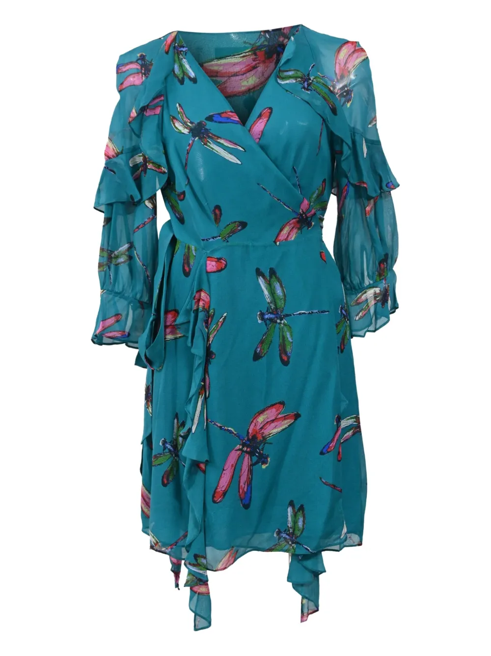 DVF Diane von Furstenberg Marianna printed ruffled dress - ブルー