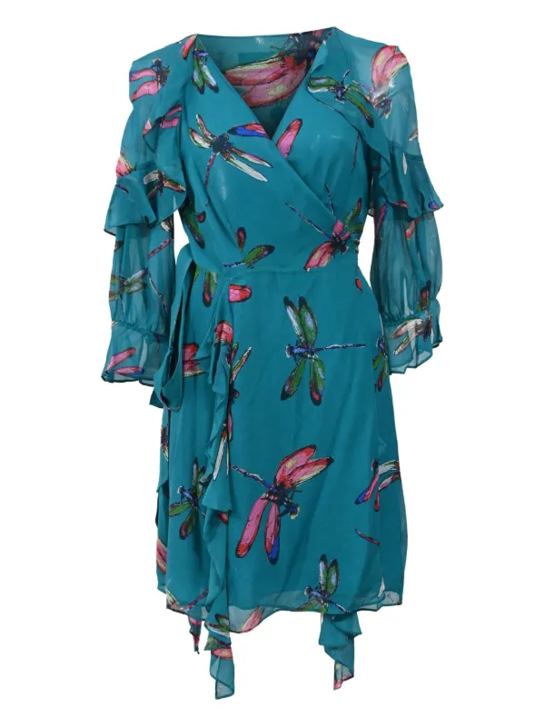 Diane Von Furstenberg Marianna Printed Ruffled Dress - Blue
