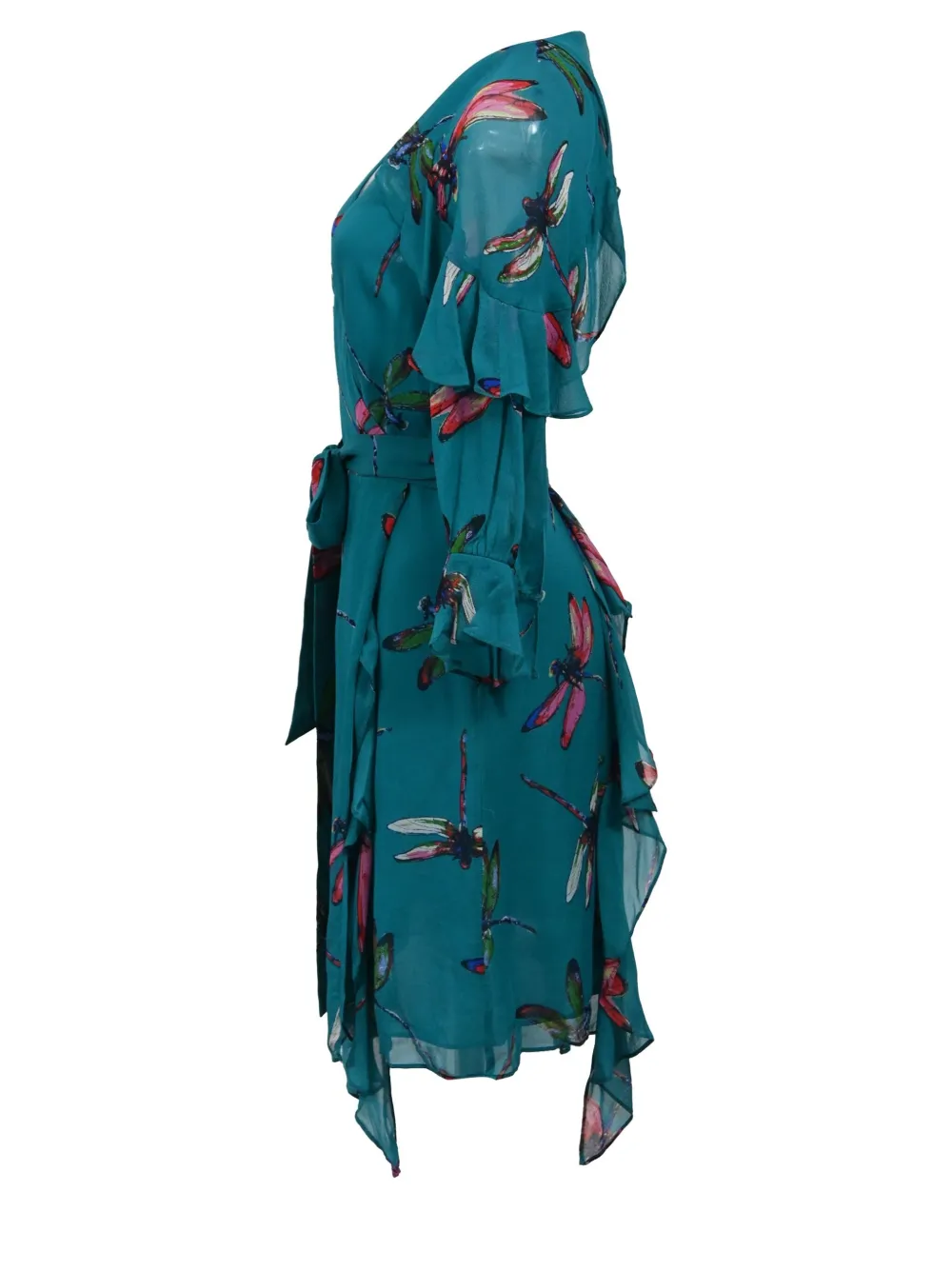 DVF Diane von Furstenberg Marianna jurk met ruches en print - Blauw