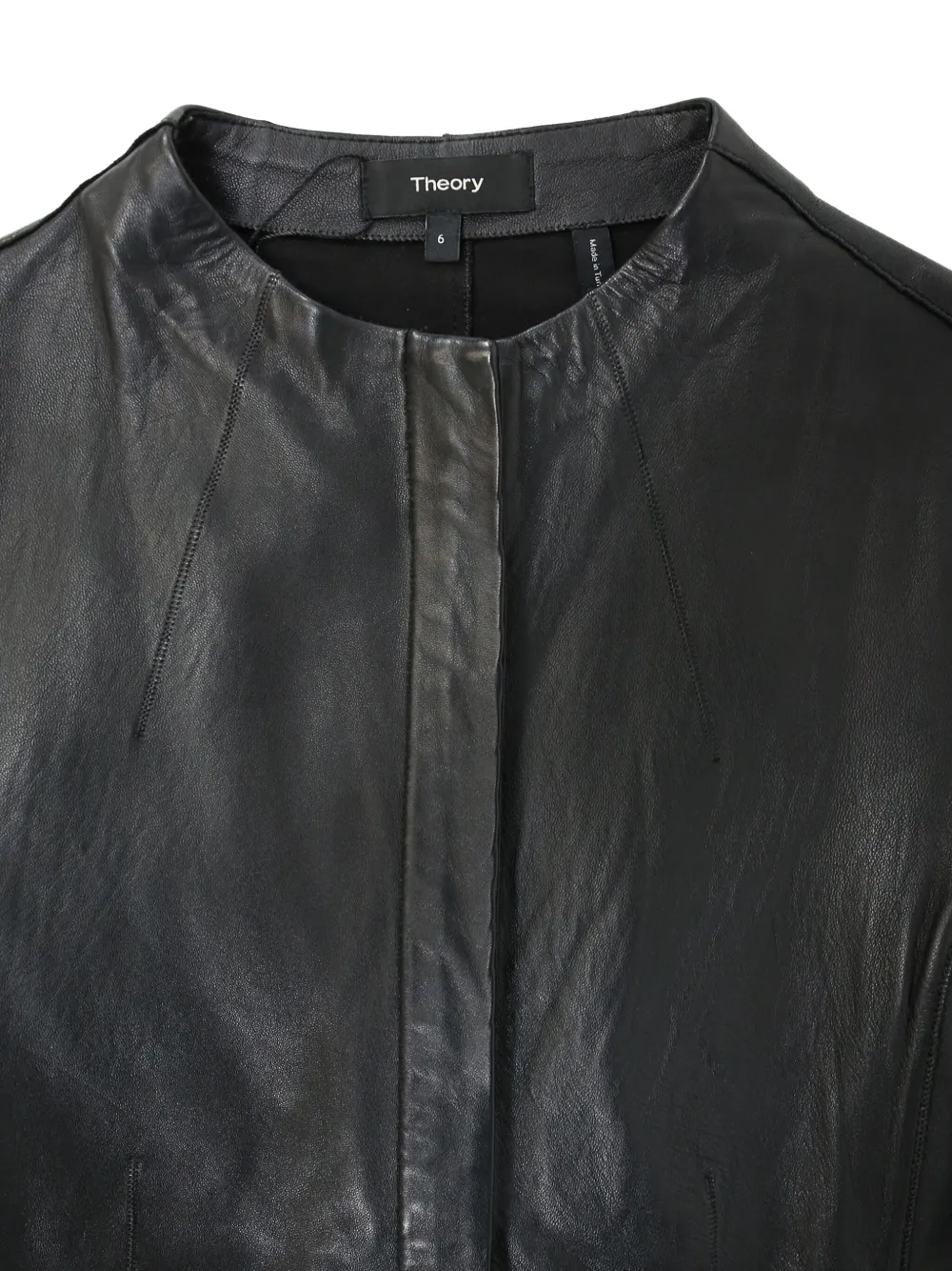 Pre-owned Theory Standing-collar Biker Jacket In Black