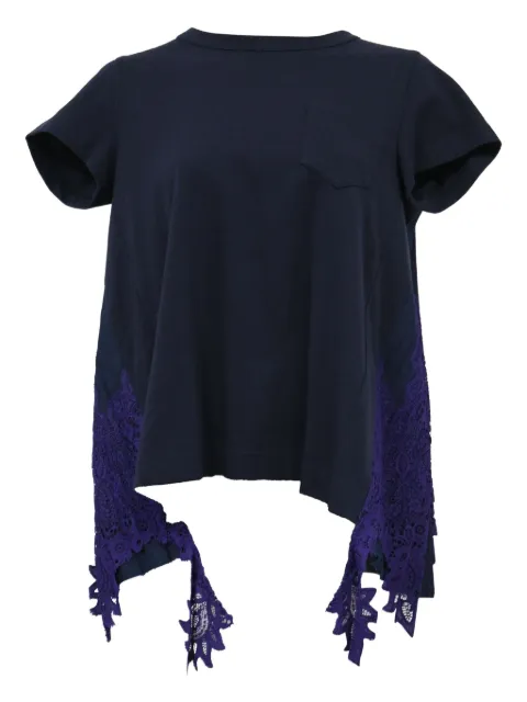 sacai draped lace inserts T-shirt