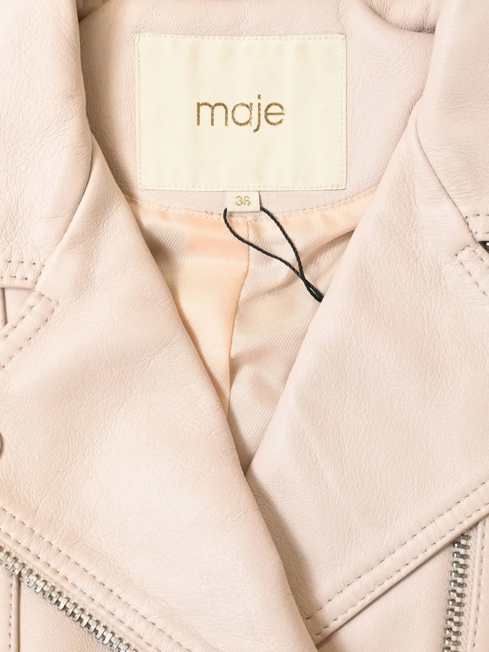 Pre-owned Maje Zipped Belted Biker Jacket In Neutral