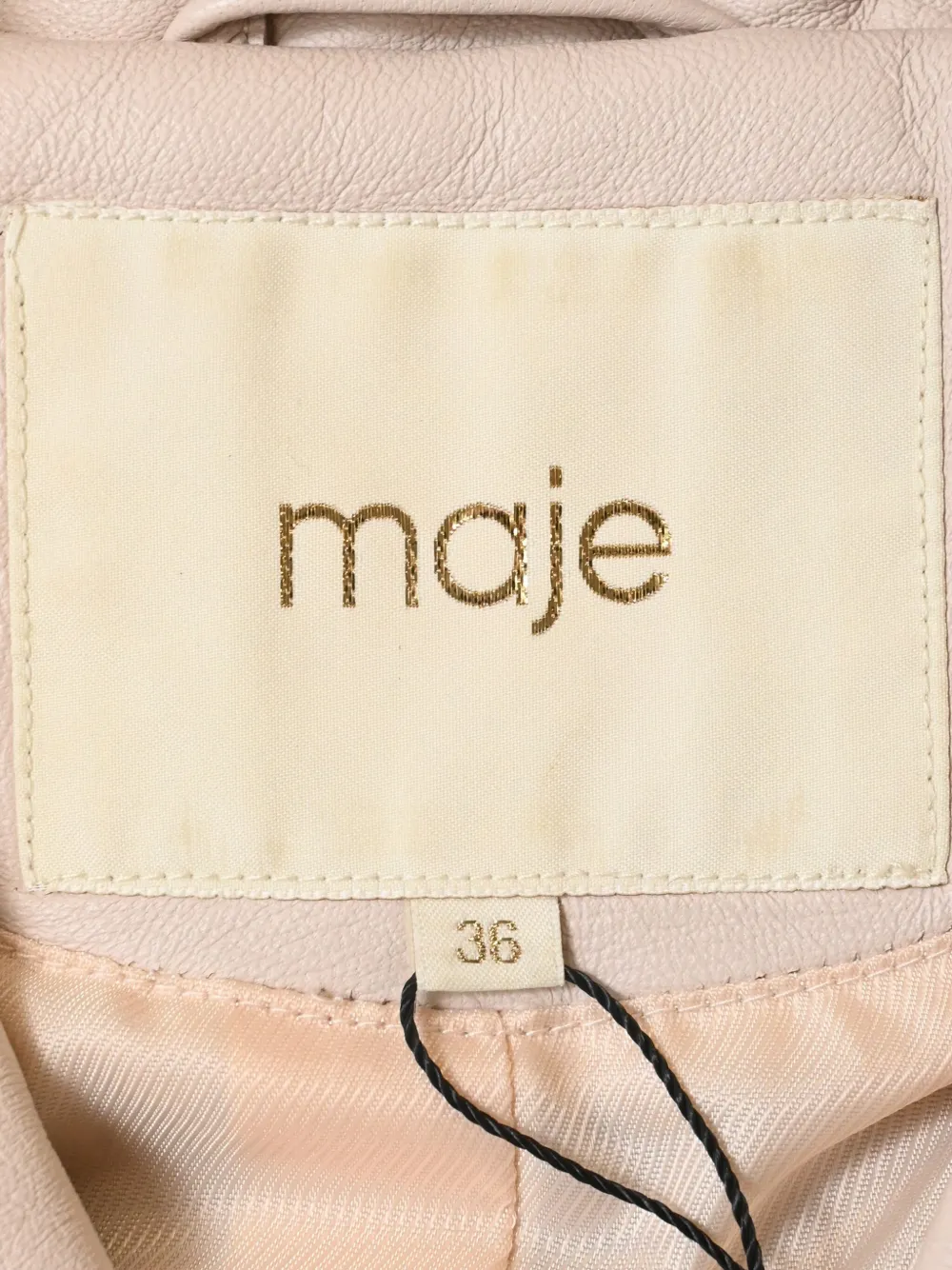 Pre-owned Maje Zipped Belted Biker Jacket In Neutral