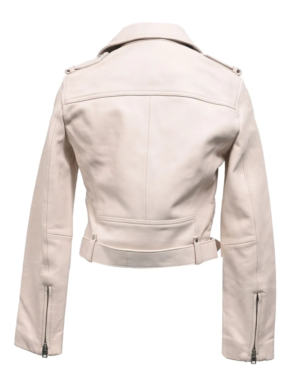 Pre-owned Maje Zipped Belted Biker Jacket In Neutral