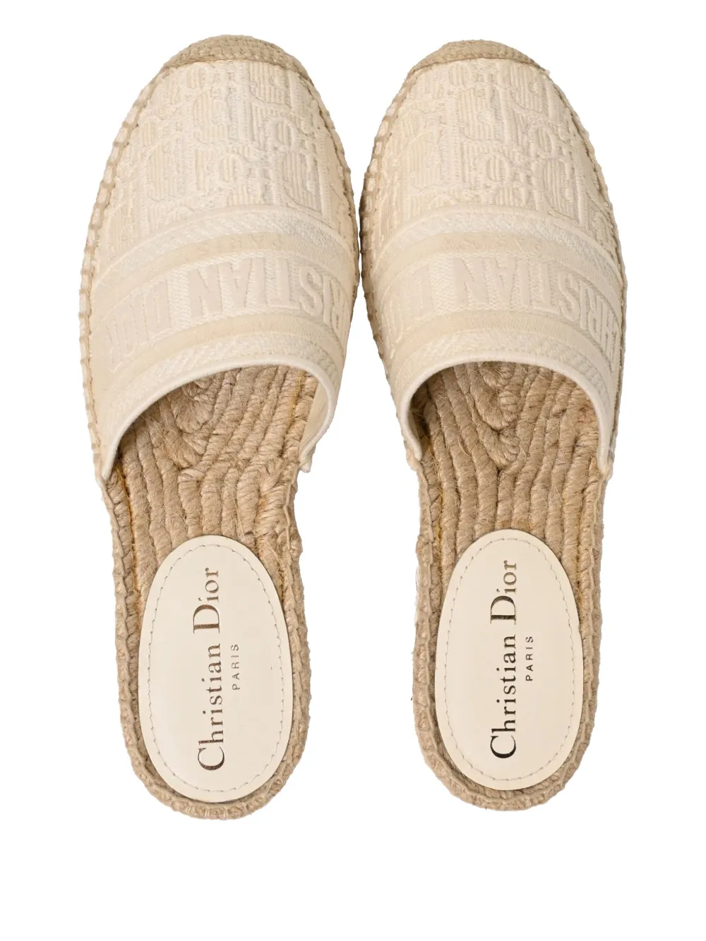 DIOR Pre-owned Embroidered Flat Mules In Neutral