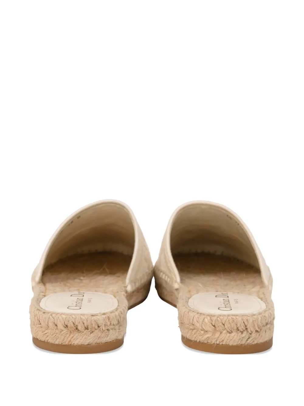 DIOR Pre-owned Embroidered Flat Mules In Neutral