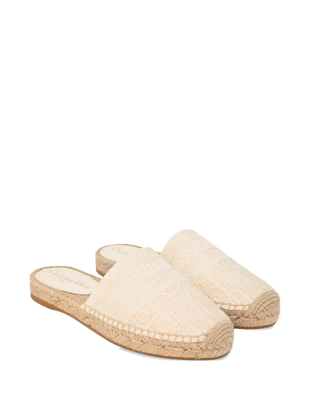 DIOR Pre-owned Embroidered Flat Mules In Neutral