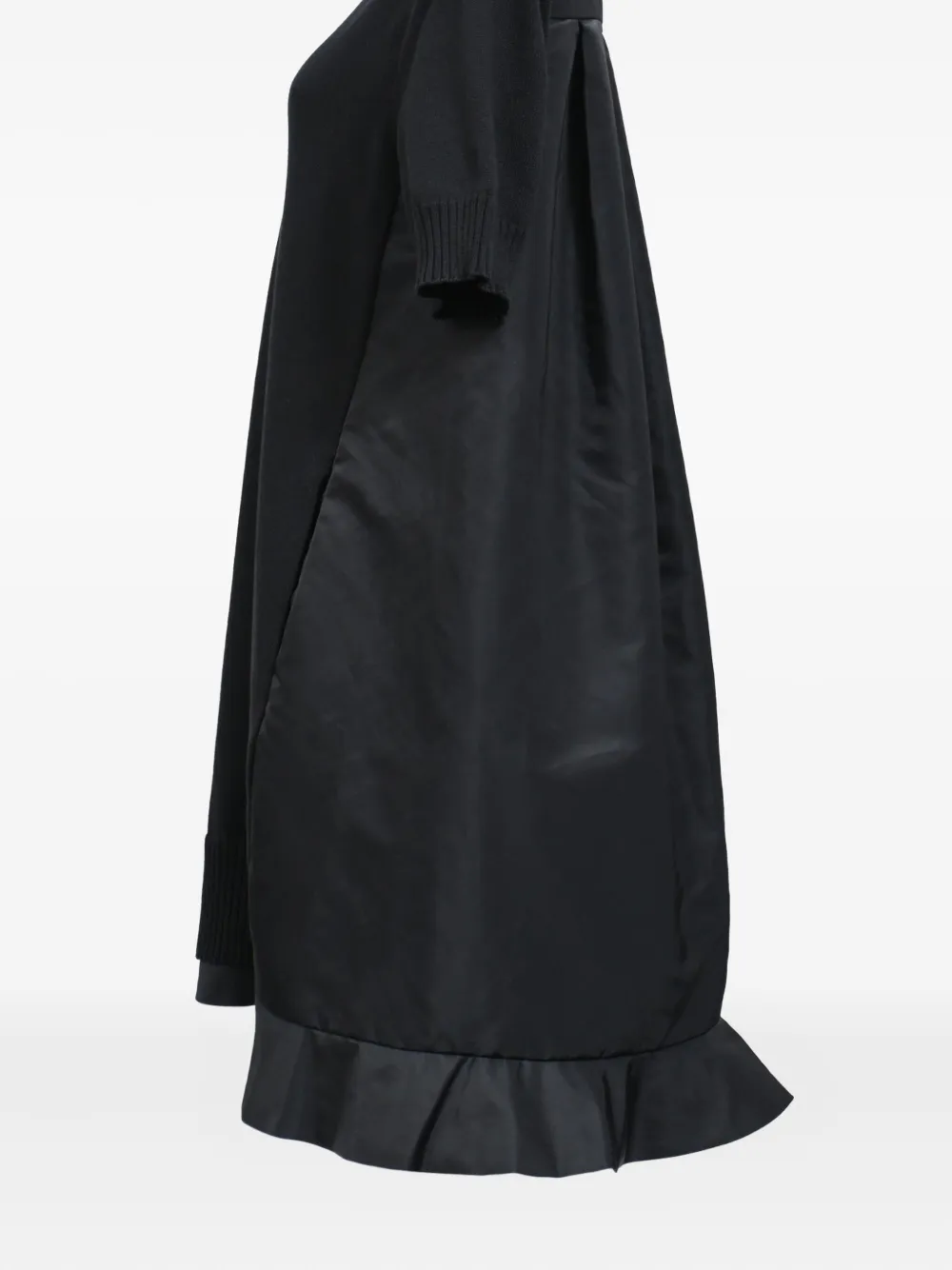 Pre-owned Sacai Pleated Hem Mini Dress In Black