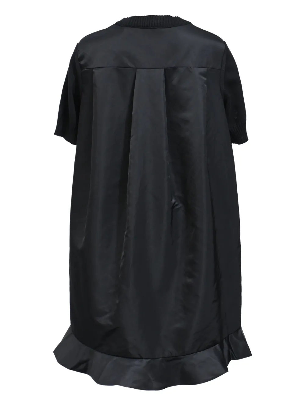 Pre-owned Sacai Pleated Hem Mini Dress In Black