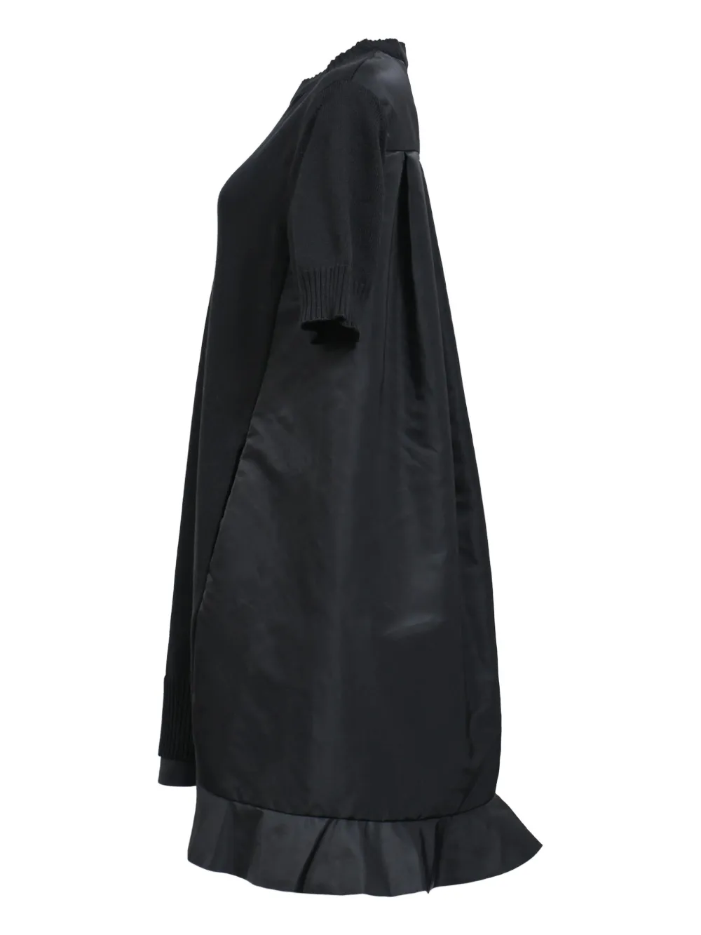 Sacai Mini-jurk met geplooide zoom - Zwart