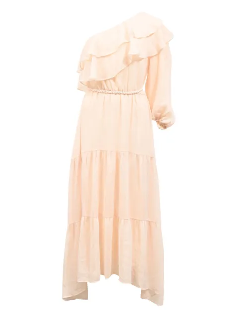 Maje Racha one-shoulder ruffled midi dress