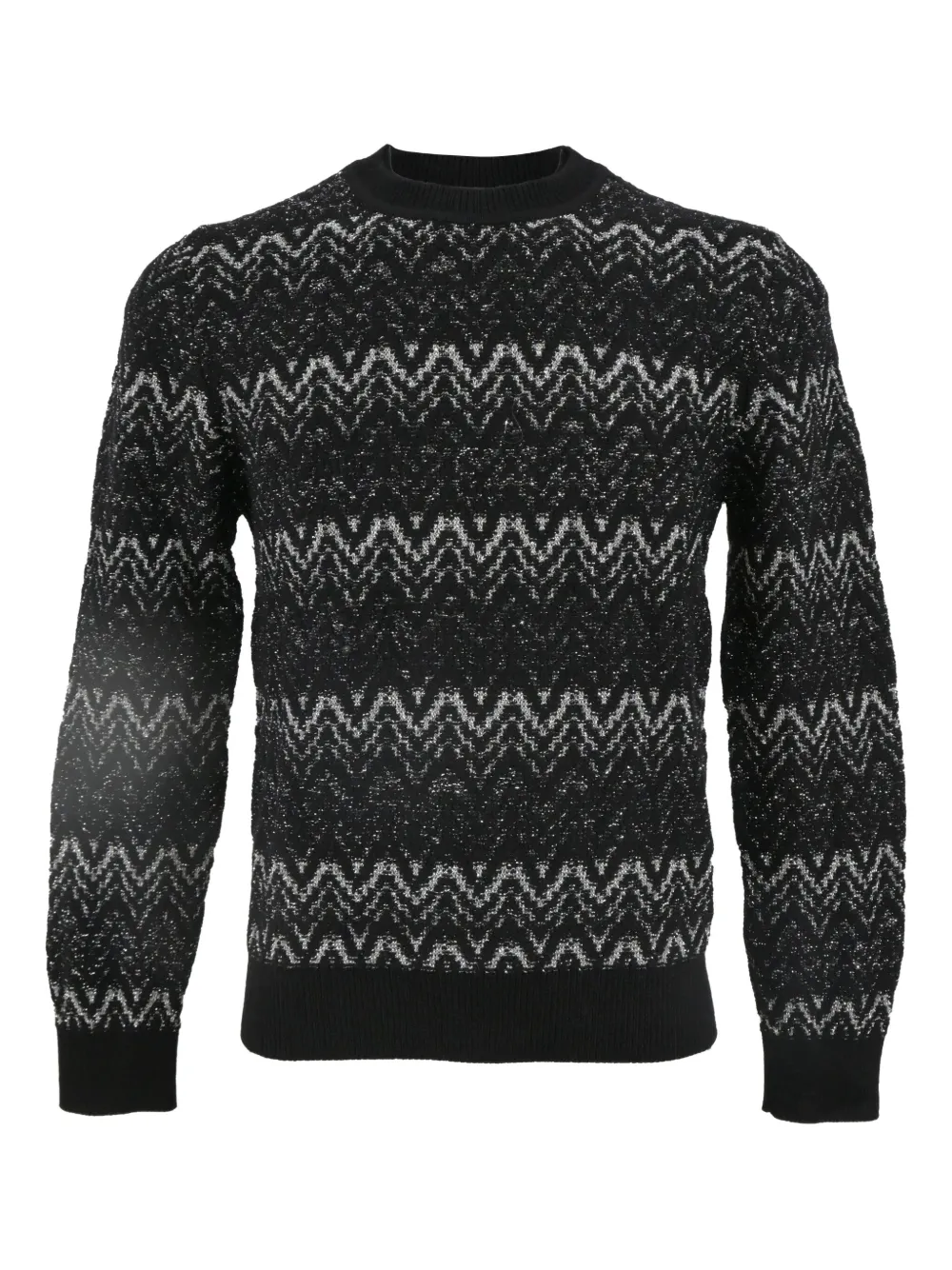 Saint Laurent Pre-Owned zigzag print crew-neck sweater | Black | Image 1
