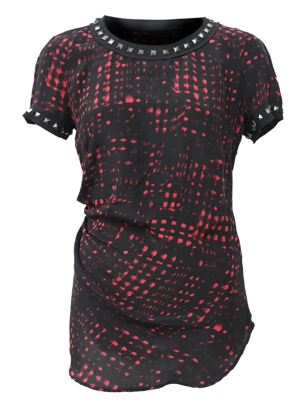 Pre-owned Isabel Marant Vintage Studded Printed Blouse In Black