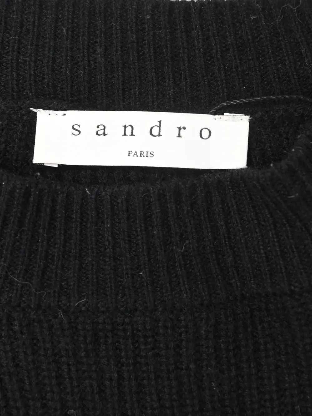 Pre-owned Sandro Knitted Lace Trim Sweater In Black