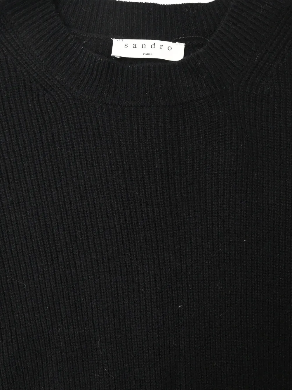 Pre-owned Sandro Knitted Lace Trim Sweater In Black