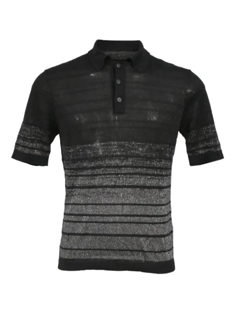 Saint Laurent Pre-Owned knitted metallic stripe polo shirt