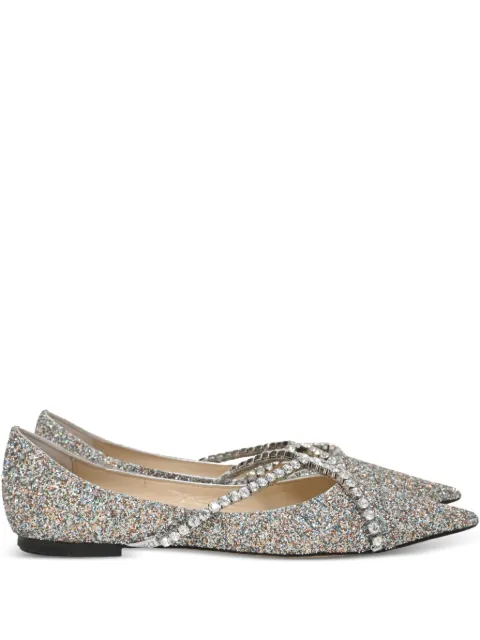 Jimmy Choo Pre-Owned Genevi  crystal-embellished pointed ballet flats